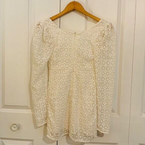 Camila Coelho Trista Ivory Lace Crocheted Long Sleeve Mini Dress Small - Picture 8 of 13